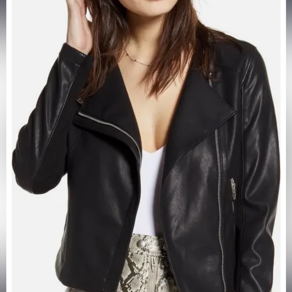 Blank NYC RecordBreaker Collarless Vegan Leather Jacket XS